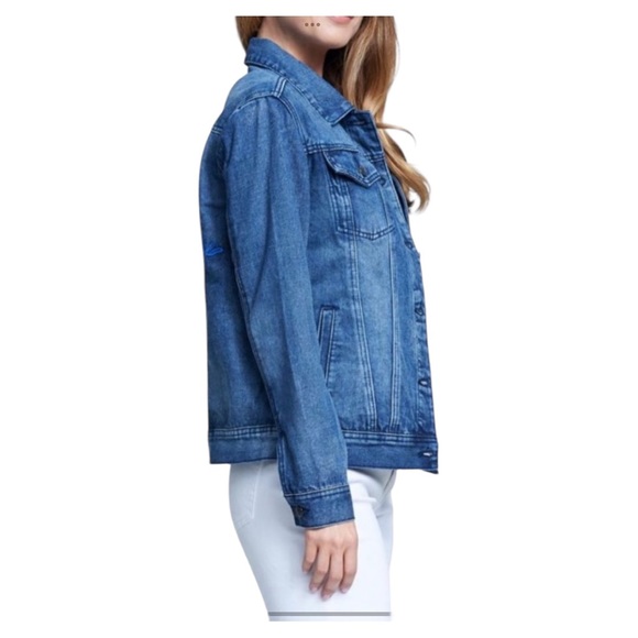 Seven7 Premium Denim Jean Jacket Floral Embroidered Size 2X - Picture 2 of 9